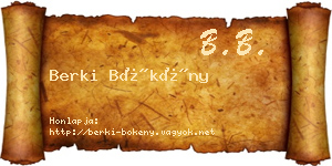 Berki Bökény névjegykártya
